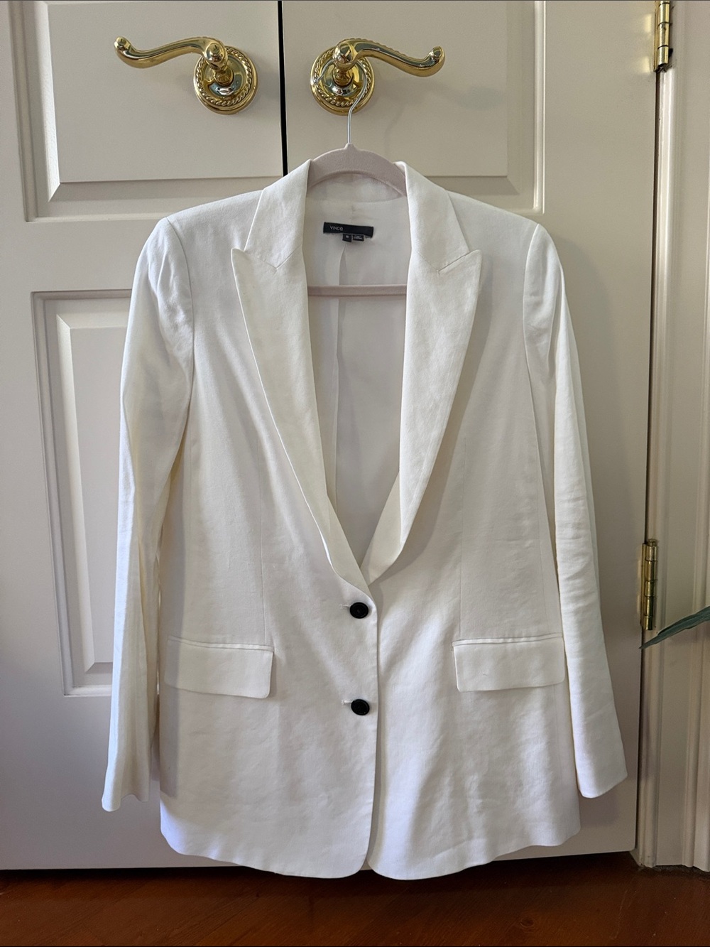 Vince White Women's Blazer with Black Buttons
